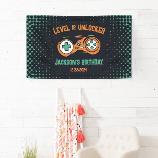 Gamingniveau ontgrendelde balken op zaterdag spandoek (Insitu)