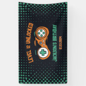 Gamingniveau ontgrendelde balken op zaterdag spandoek (Verticaal)