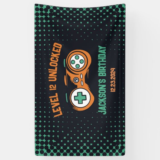 Gamingniveau ontgrendelde balken op zaterdag spandoek (Verticaal)