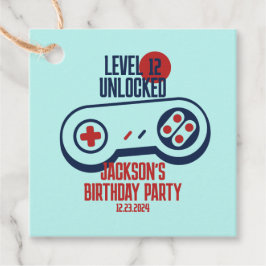 Gamingniveau ontgrendelde videogames Birthday Bedankjes Labels