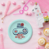 Gamingniveau ontgrendelde videogames Birthday Papieren Bordje (Feest)