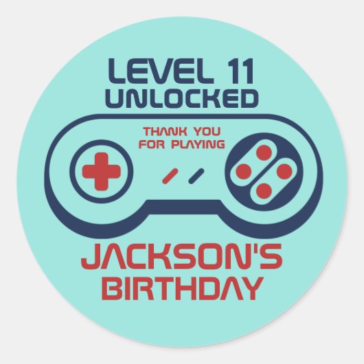 Gamingniveau ontgrendelde videogames Birthday Ronde Sticker (Voorkant)