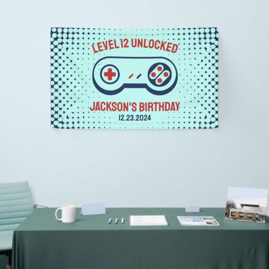 Gamingniveau ontgrendelde videogames Birthday Spandoek (Beurs)