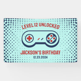 Gamingniveau ontgrendelde videogames Birthday Spandoek