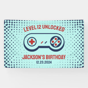 Gamingniveau ontgrendelde videogames Birthday Spandoek