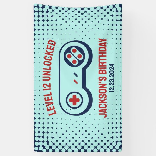 Gamingniveau ontgrendelde videogames Birthday Spandoek (Verticaal)