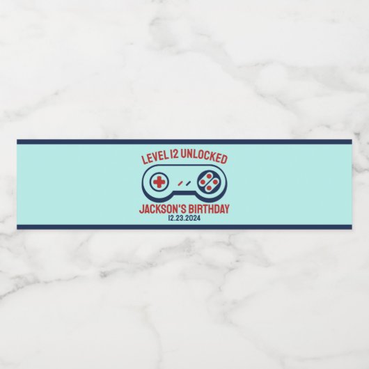 Gamingniveau ontgrendelde videogames Birthday Waterfles Etiket (Enkel label)
