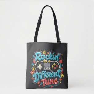 Gamingpad die op een andere toon rockt Autisme Tote Bag