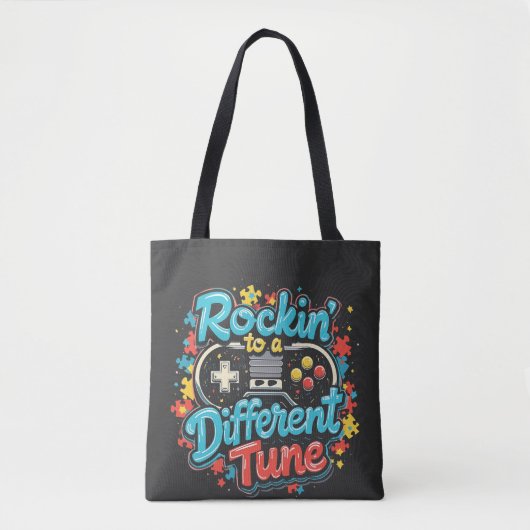 Gamingpad die op een andere toon rockt Autisme  Tote Bag (Voorkant)