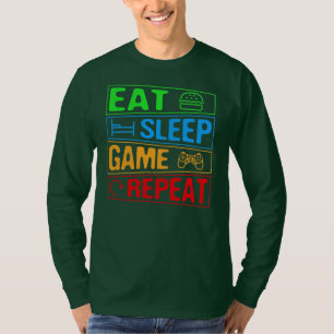 Gamingspelen Eat Sleep Game Herhaal Gift Multiplay T-shirt