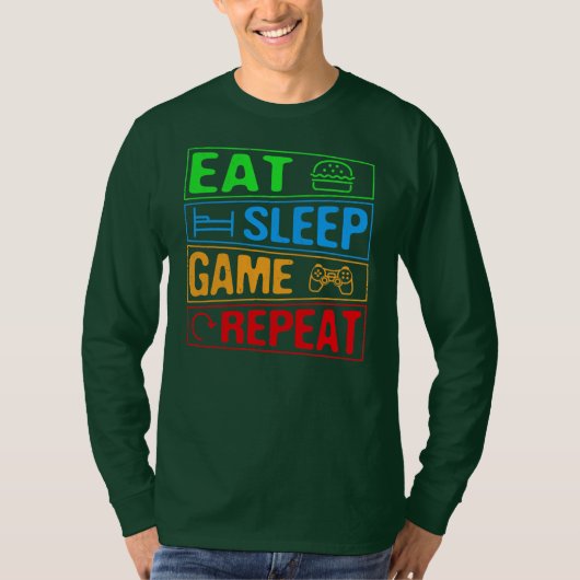 Gamingspelen Eat Sleep Game Herhaal Gift Multiplay T-shirt (Voorkant)