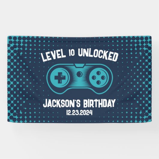 Gamingvideothema Gamer Boy Birthday Party Spandoek (Horizontaal)