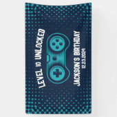 Gamingvideothema Gamer Boy Birthday Party Spandoek (Verticaal)