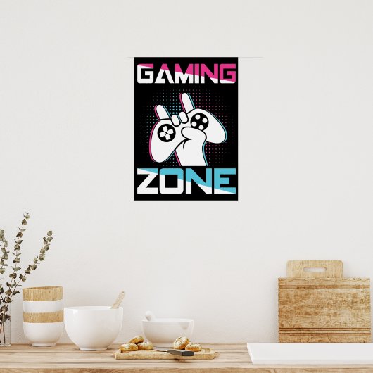 Gamingzone, Mancave - Grappig videogamer, games Poster (Keuken)