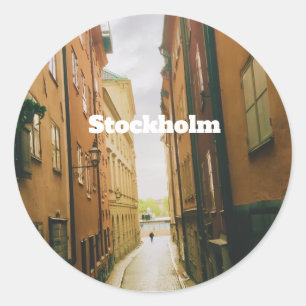 Gamla Stan, Stockholm Souvenir, Retro Europees Ronde Sticker
