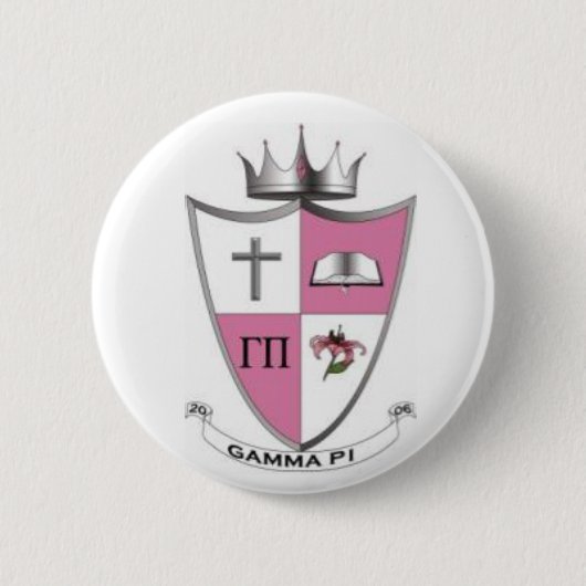 Gamma Pi Crest Pin Ronde Button 5,7 Cm (Voorkant)