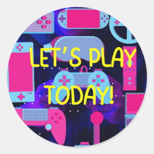 gammer laten we spelen ronde sticker