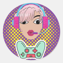 gammer meisje ronde sticker