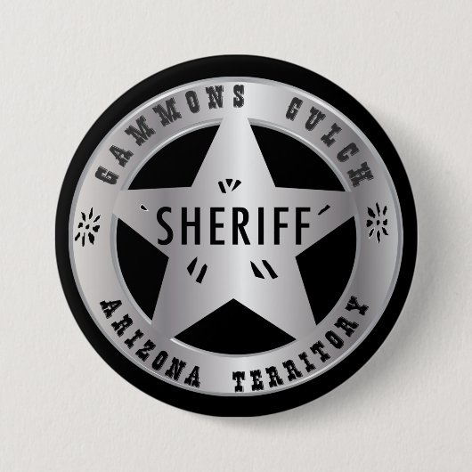 Gammons Gulch Sheriffs Badge Ronde Button 7,6 Cm (Voorkant)