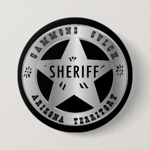 Gammons Gulch Sheriffs Badge Ronde Button 7,6 Cm