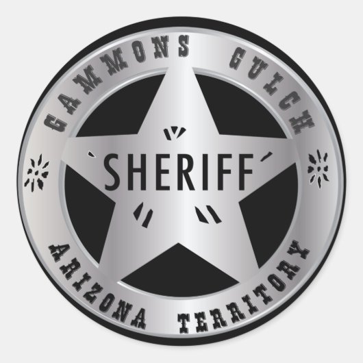 Gammons Gulch Sheriffs Badge Shickers Ronde Sticker (Voorkant)