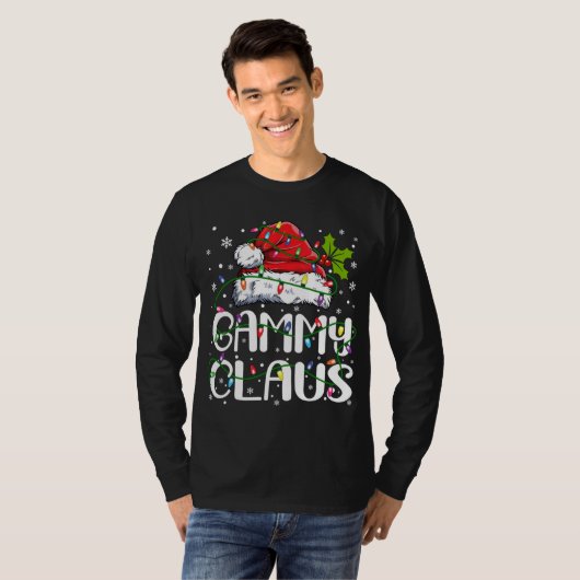 Gammy Claus Kerstmis Kerstman Hoed Matching Famili T-shirt (Voorkant volledig)
