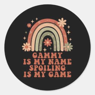 Gammy is mijn naam Verwennen is mijn spel Rainbow  Ronde Sticker