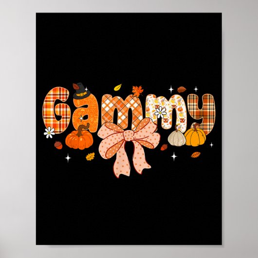 Gammy Pumpkin Fall Coquette Bow Thanksgiving Poster (Voorkant)