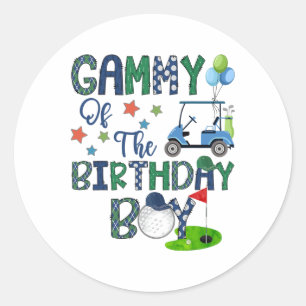 Gammy van de verjaardag jongen gat in een golflief ronde sticker