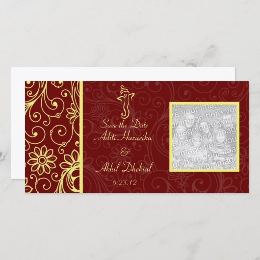Ganapati bruiloft Bewaar de datum van de fotokaart Save The Date (Voorkant / Achterkant)