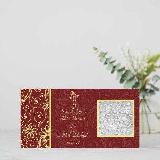 Ganapati bruiloft Bewaar de datum van de fotokaart Save The Date (Staand voorkant)