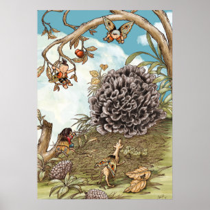 Ganba Fungus Wandkunst — Yunnan Sprookjesboek Poster