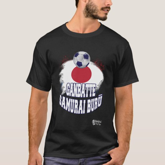 Ganbatte Samurai burū ver 2 zwart T-shirt (Voorkant)