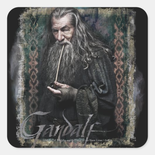 Gandalf met naam vierkante sticker (Voorkant)