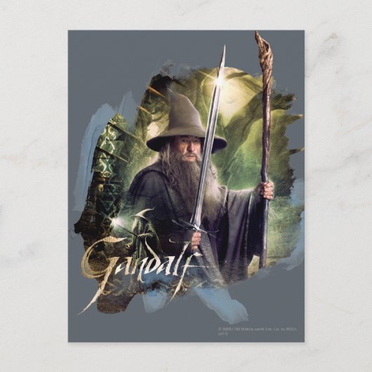 Gandalf met personeel en zwaard briefkaart (Voorkant)