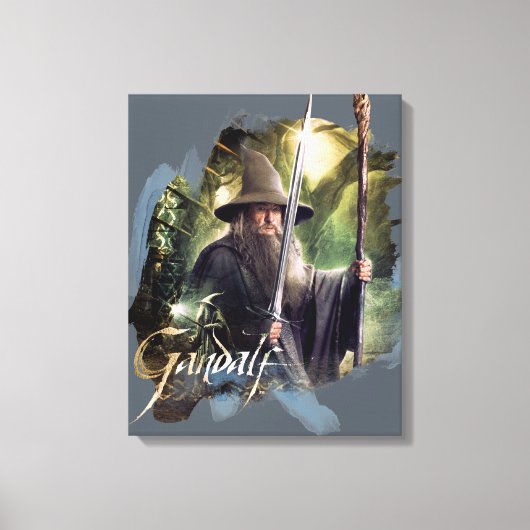 Gandalf met personeel en zwaard canvas afdruk (Voorkant)