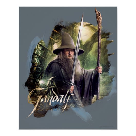 Gandalf met personeel en zwaard poster (Voorkant)