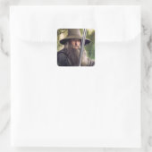 Gandalf met personeel en zwaard vierkante sticker (Tas)