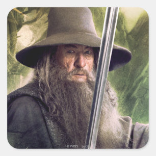 Gandalf met personeel en zwaard vierkante sticker