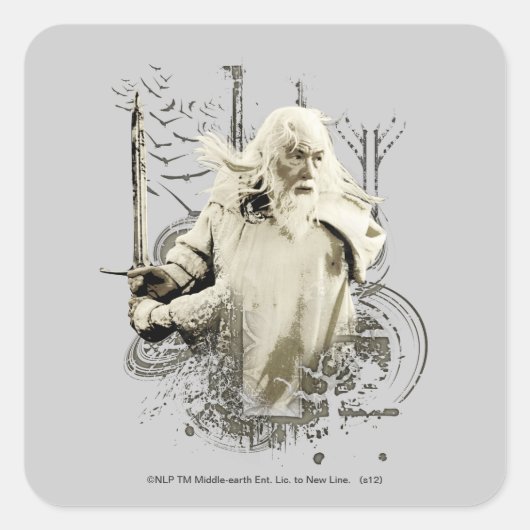 GANDALF™ met Sword Vector Collage Vierkante Sticker (Voorkant)