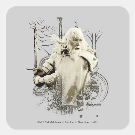 GANDALF™ met Sword Vector Collage Vierkante Sticker (Voorkant)