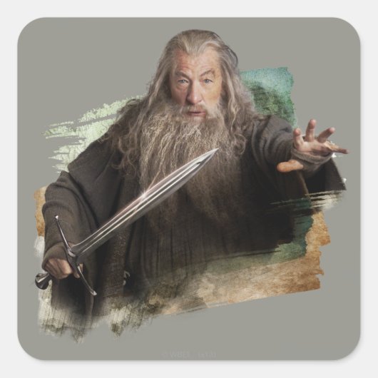Gandalf met zwaard vierkante sticker (Voorkant)