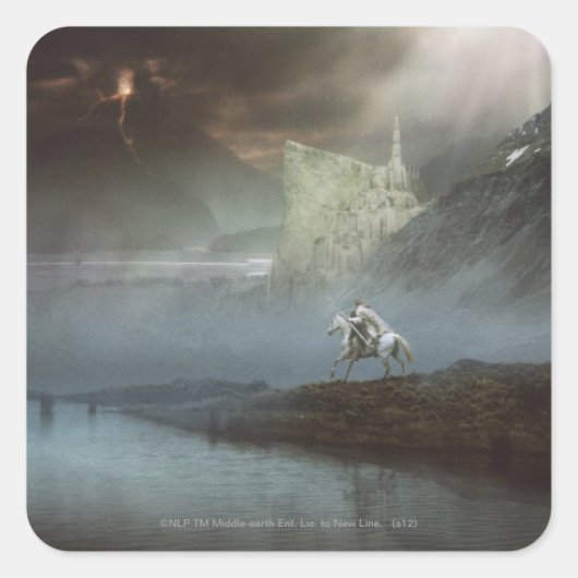 GANDALF™ neemt hobbits mee naar de beveiligde stad Vierkante Sticker (Voorkant)