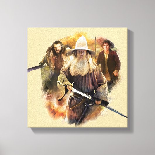 Gandalf, THORIN OAKENSHIELD™ & BILBO BAGGINS™ Canvas Afdruk (Voorkant)