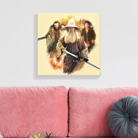 Gandalf, THORIN OAKENSHIELD™ & BILBO BAGGINS™ Canvas Afdruk (Insitu (Woonkamer))
