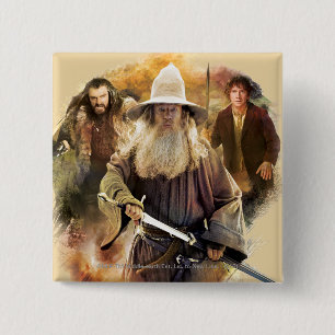 Gandalf, THORIN OAKENSHIELD™ & BILBO BAGGINS™ Vierkante Button 5,1 Cm