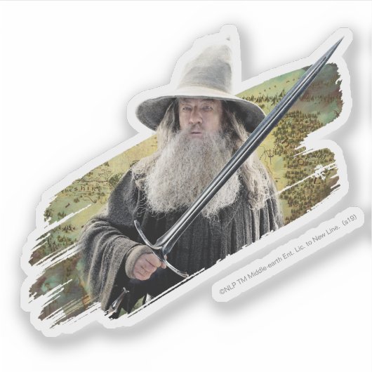 Gandalf With Sword Green Sticker (Voorkant)