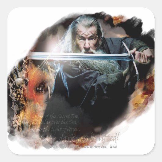 Gandalf With Sword In Battle Vierkante Sticker (Voorkant)