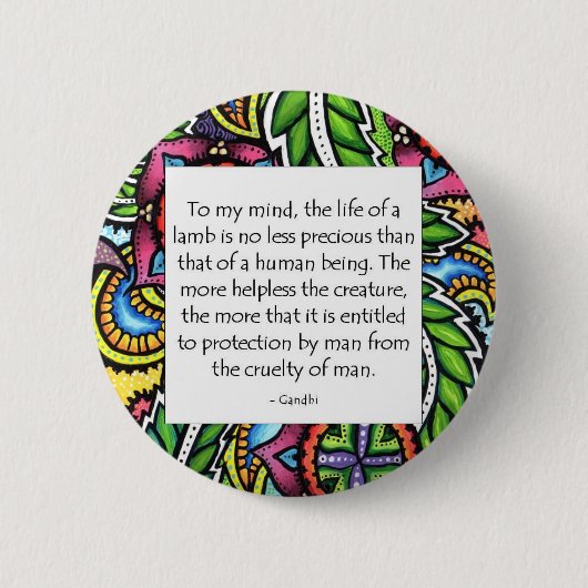 Gandhi Animal Quote Ronde Button 5,7 Cm (Voorkant)