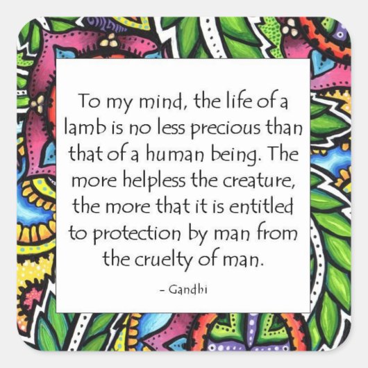 Gandhi Animal Quote Vierkante Sticker (Voorkant)